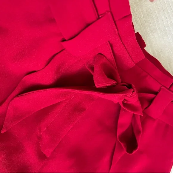 Express Paperbag Highrise Ankle Pants (4R) and Blazer (Small) Set Red - Picture 3 of 16